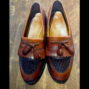 Allen Edmonds Cody Chili Brown Leather Tasseled Woven Loafer Slip on.